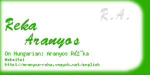 reka aranyos business card